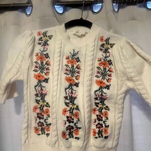 Ivory Floral Embroidered Sweater